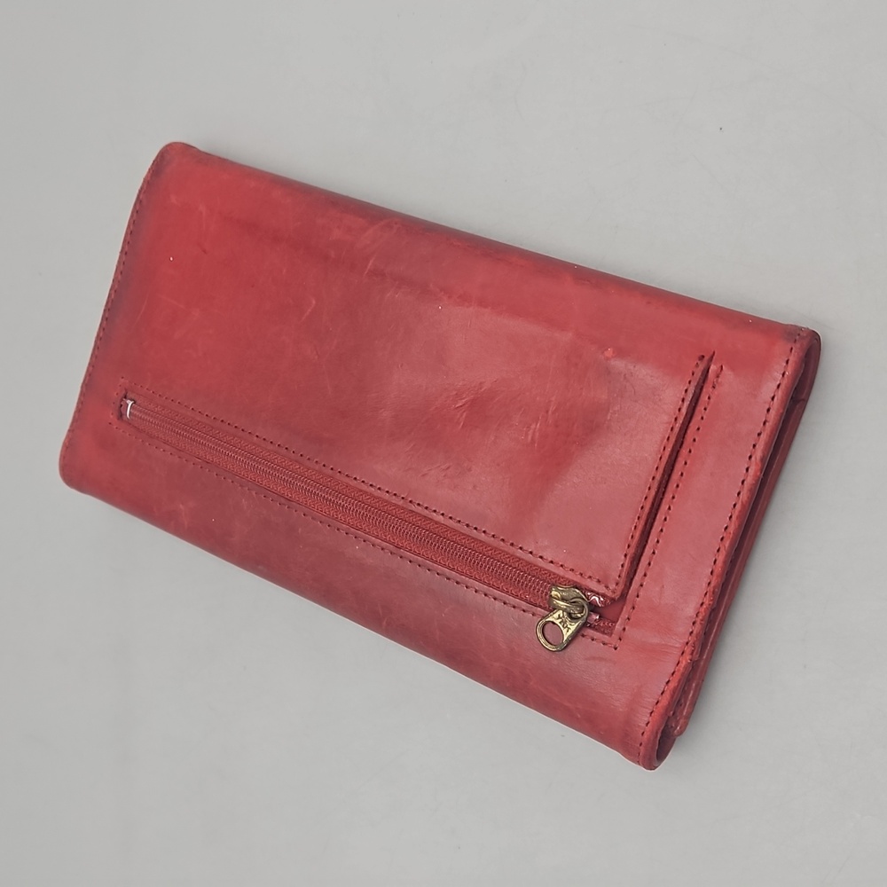 Vintage Coach Wallet Distressed Red Leather Checkbook Holder - Picture 4 of 16